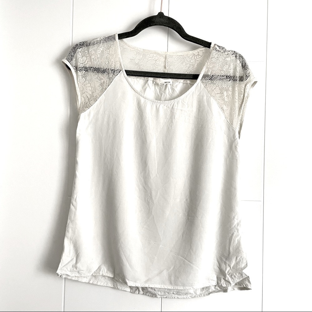 3/$25 Garage White Lace Sleeve Blouse